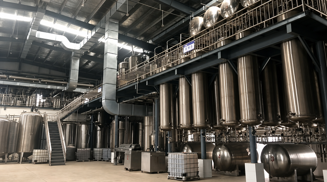 Chemical synthesis production line - multi-tiered stainless steel reactor array for peptide and fine chemical manufacturing
